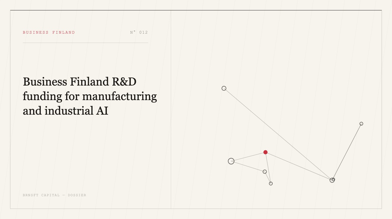 Business Finland R&D funding for manufacturing and industrial AI