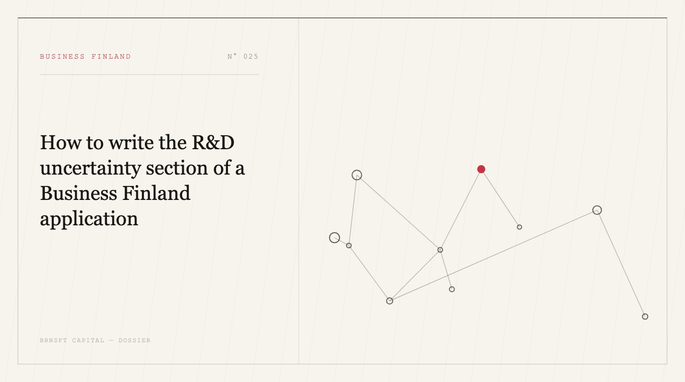 How to write the R&D uncertainty section of a Business Finland application