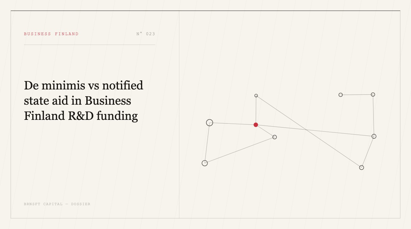 De minimis vs notified state aid in Business Finland R&D funding