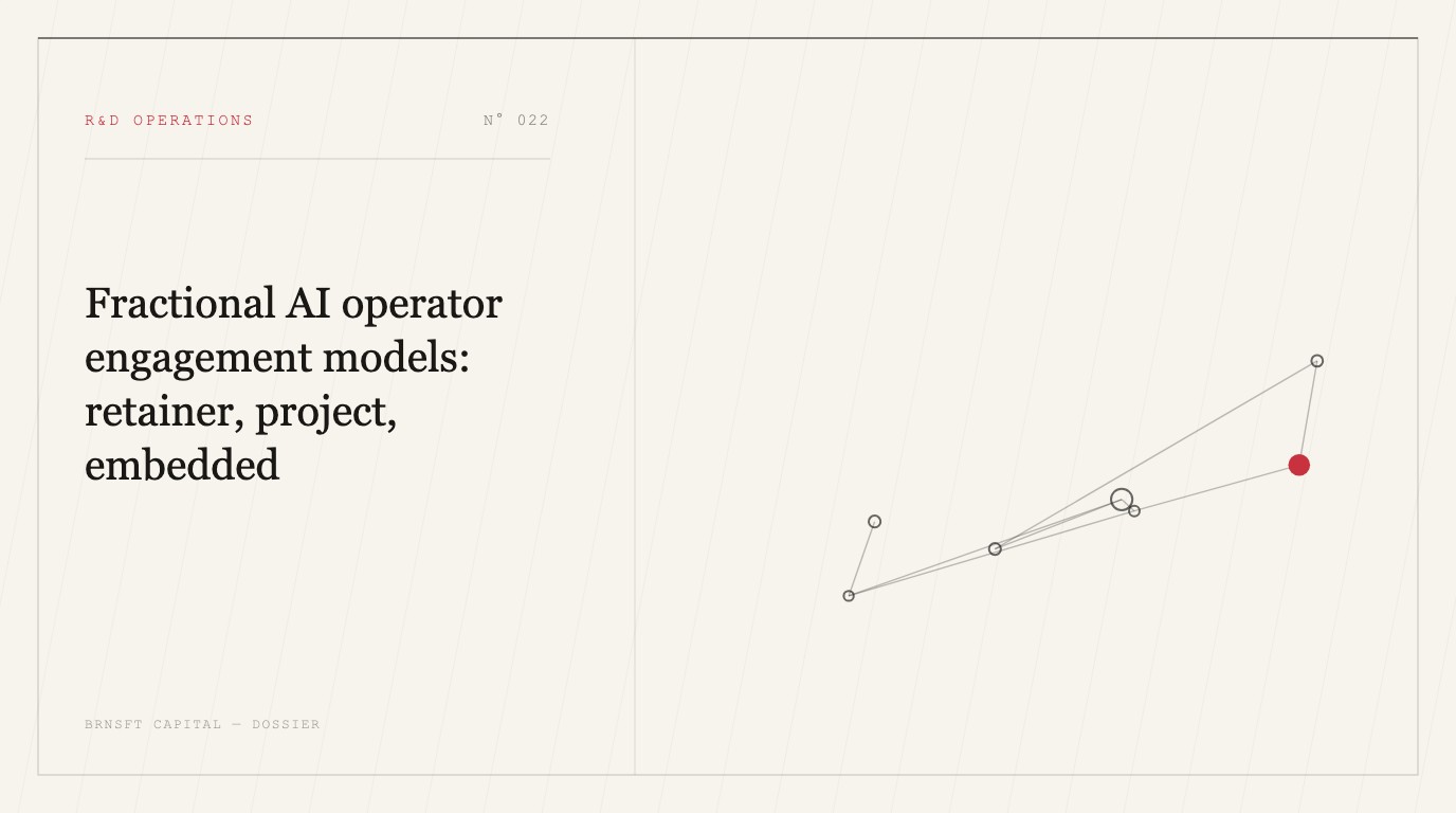 Fractional AI operator engagement models: retainer, project, embedded