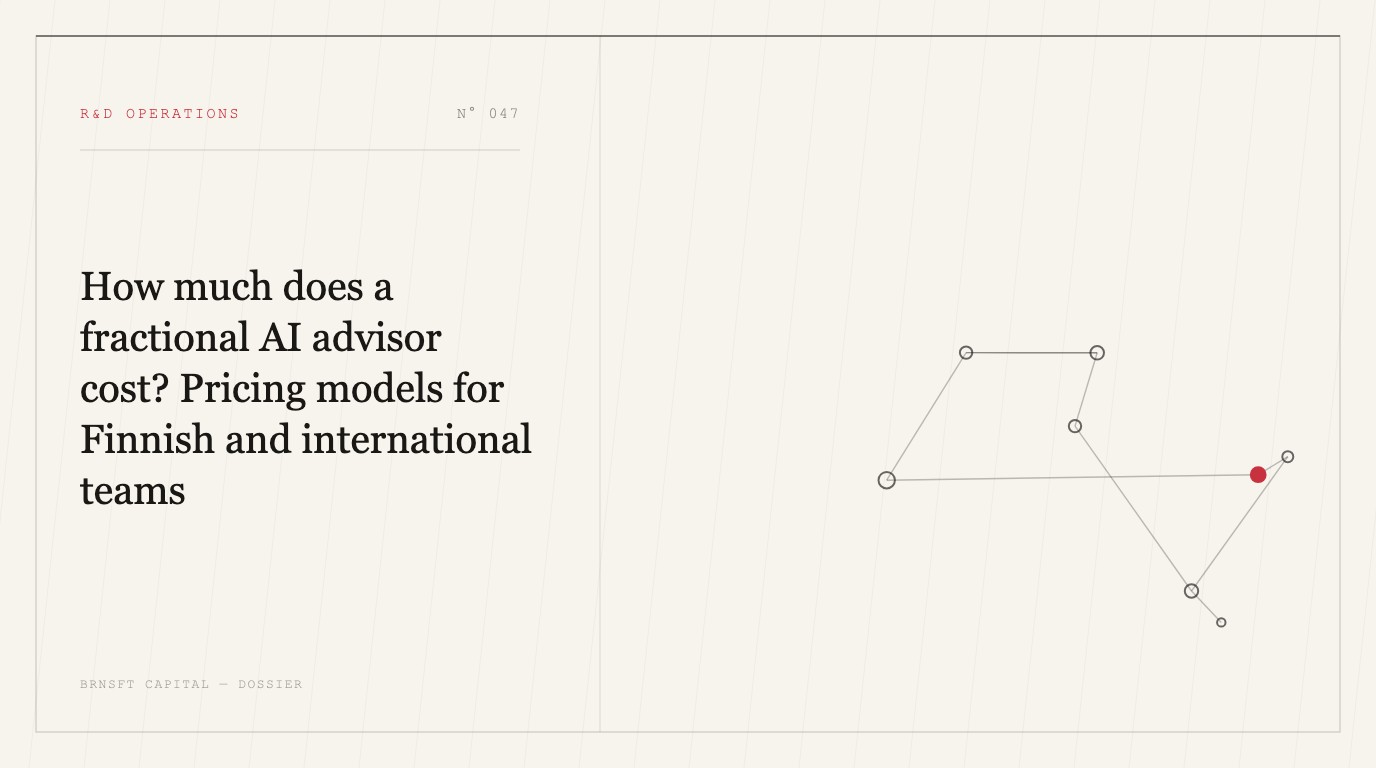 How much does a fractional AI advisor cost? Pricing models for Finnish and international teams